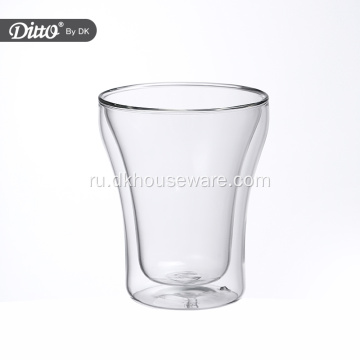 Экологичная многоразовая двойная стеклянная чашка для сока